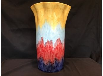 Scalloped Wave 4 Color Ceramic Tall Vase - Made In Italy, Handthrown By Bradburn Home MSRP $269