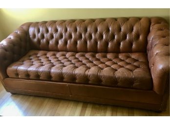 Vintage Chesterfield Leather Sofa Sleeper - Tufted - Queen Size Mattress