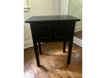 Black Wooden Nightstand With Lower Cabinet - 24x16x28