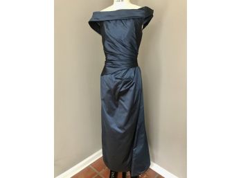 Michael Casey Couture Silk Blue Off Shoulder Gown - Size 12   Originally $650