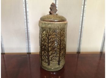 Nature Lovers Lidded Clay Canister - Tree Motif