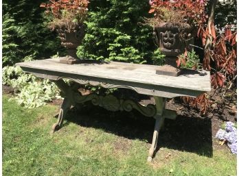 Rustic Wooden Picnic Table With Wood Scrolls