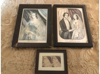 Set Of 3 Vintage Wedding Day Themed  Lithographs Plus