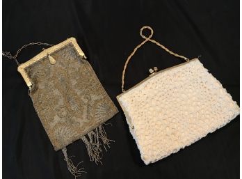 Antique 1920s Flapper Style Beaded Purse And Rosenfeld Made In Belgium White Beaded Art Deco Look