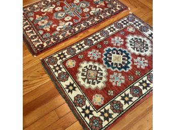 Two Small Oriental Throw Rugs - Wool - Roughly 2' X 3'