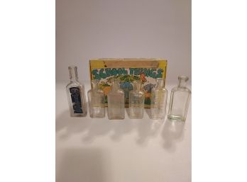 Box Of Vintage Medicine Bottles, Box Included