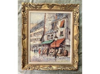 Signed Oil On Canvas Paris Scene