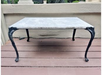 Vintage Marble Top Coffee Table W/ Iron Frame