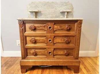 Victorian Commode With Marble Top And Gallery Which Has Two Candle Shelves