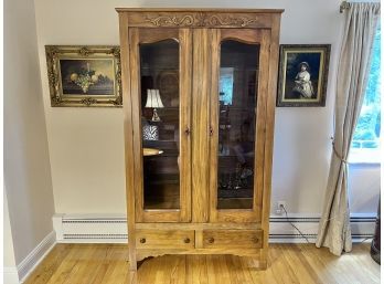 Beautiful Carved Display Cabinet With Glass Shelves