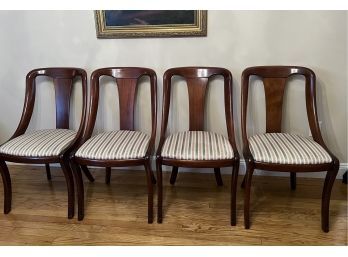 Set Of Four Mahogany Spoon Back Dining Chairs With Upholstered Seats