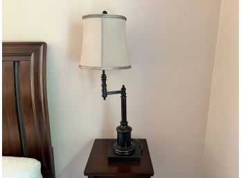 Bronze Patinated Swing Arm Table Lamp With Shade - Pottery Barn