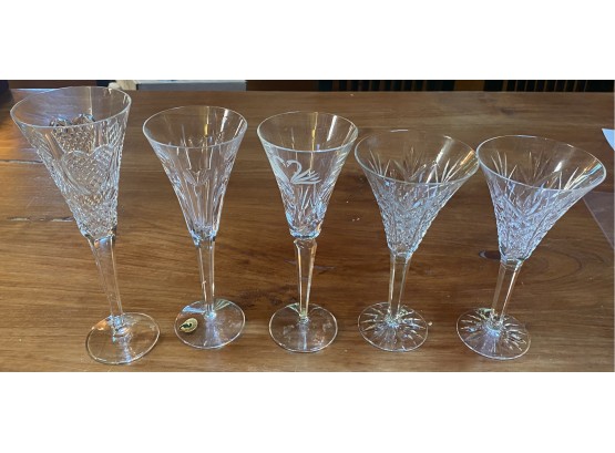 Five Waterford Crystal Flutes