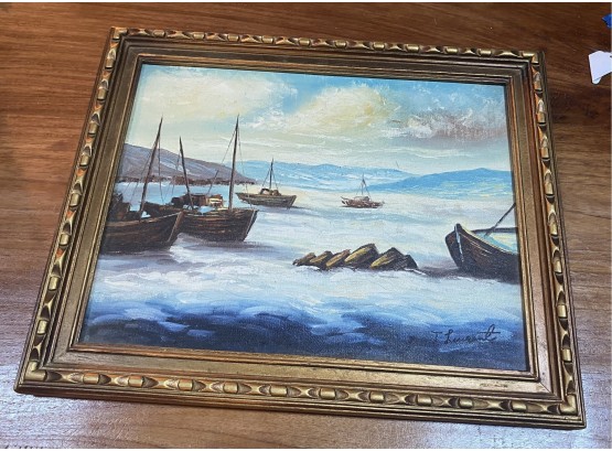 Oil On Canvas Harbor Scene Signed Loorant
