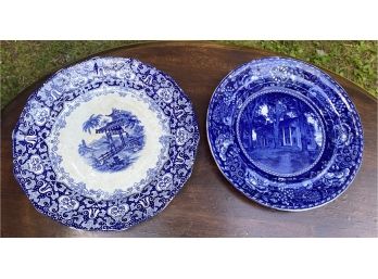 Two Blue And White Plates