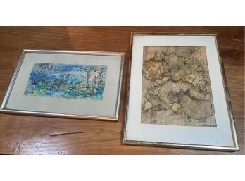 Two Watercolors Modern By Bruner