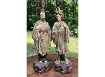 Two Plaster Figural Lamps