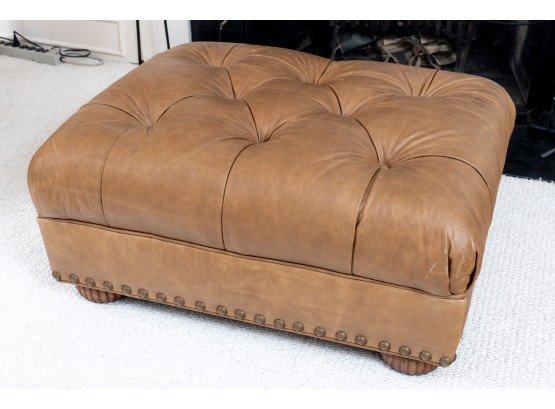 Tuft Leather Ottoman