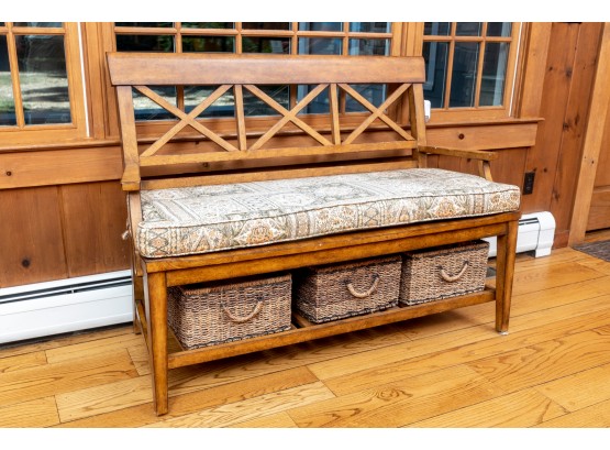 Ethan Allen Indoor Bench With Cushioned Top