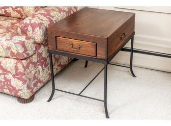 Iron And Wood End Table
