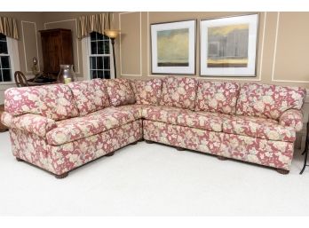 Red Floral Ethan Allen Sectional  -3 Piece