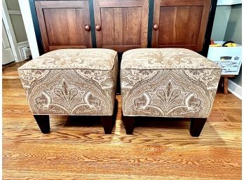 Pair Of Traditional Style Upholstered Ottomans