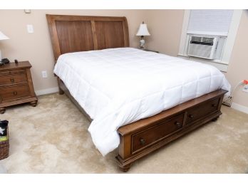 Solid Wooden Sleigh Bed With Storage