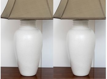 Speckled White Ceramic Lamps By Shady Lady - A Pair