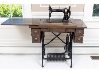 Antique Sewing Table And Machine