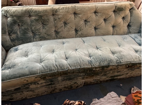 Blue Vintage Crushed Velvet Couch