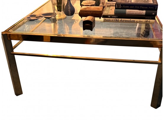 Glass And Brass Cocktail Table