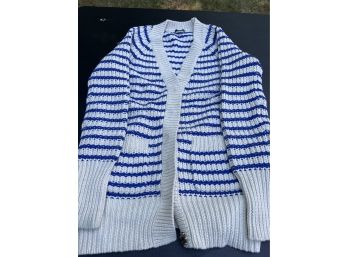 J.crew Blue And White Striped Cotton Sweater