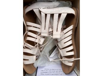 Cream Leather Gladiator Sandals