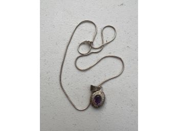 Amethyst/sterling Pendant On Sterling Silver Chain-Italy