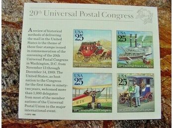 US STAMP -20th Universal Postal Congress Sheet Scott # 2438, MNH
