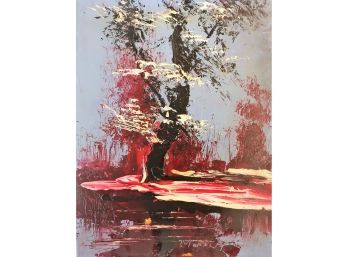 Morris Katz (1932-2010) Evening Landscape With Tree Along River Original Painting