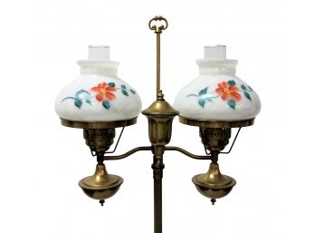 Vintage 57' Brass Standing Student Doule Light Floor Lamp
