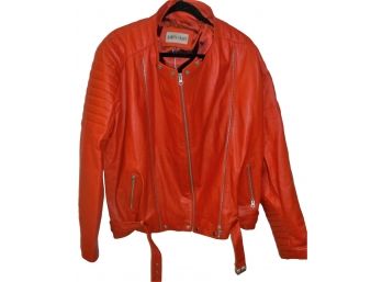 New With Tags Aaron Craft Red Unisex Leather Motorcycle Jacket XXL