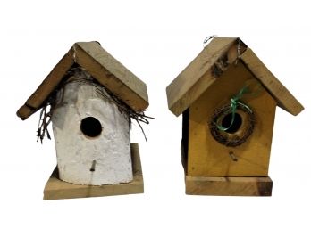 Pair Of Handmade Barn Wood Bird Houses