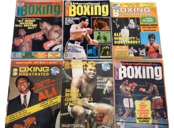 Lot Of 6 Vintage 1970s Boxing Illustrated & International Boxing Magazines With Muhammad Ali On Covers