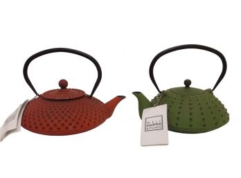 Pair Of Well Equiped Kitchen Cast Iron Teapots