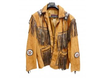 New With Tags Cocobee Mens Western Suede Leather Fringed Beaded XL Jacket