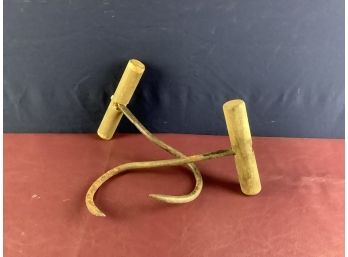 2 Hay - Ice - Meat Iron Hooks With Wood Handle