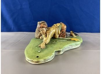 Golfer Checking The Green Hand-painted Stoneware Figurine