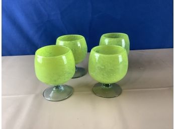 Set Of 4 Lime Green Margarita Glasses