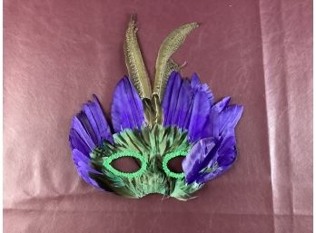 Purple And Green Feather Mardi Gras Mask