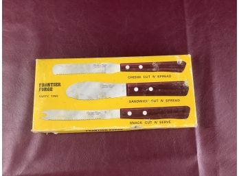 Vintage Frontier Forge Party Time Knife Set In Original Box