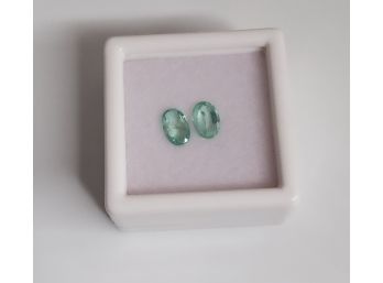 1.06 CTW 2pc Lot  Genuine Forest Green Oval Emerald Gemstones