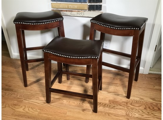 Set Of Three (3) Stools - One Is Shorter Than The Other Two - Very Good Condition - Three For One Bid !