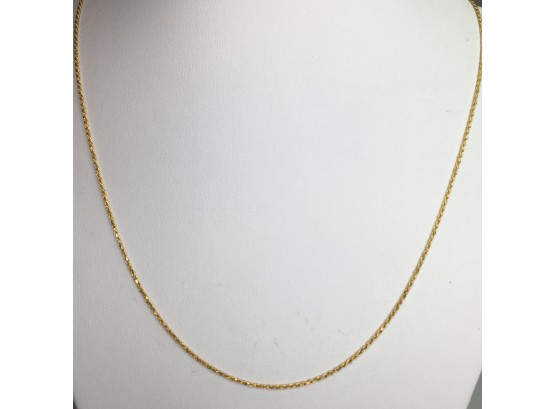 Fabulous Brand New Sterling Silver With 14K Gold Overlay Rope Necklace - Extra Long 24' - Made In Italy